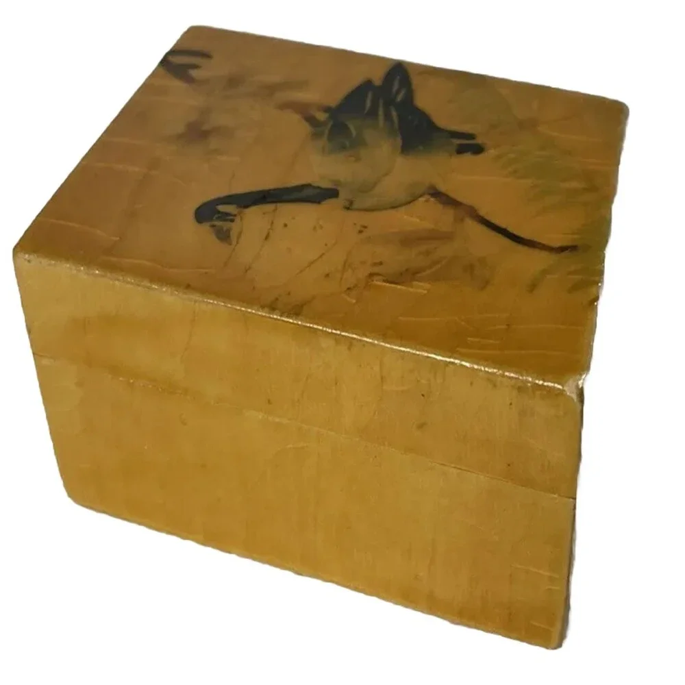 Vintage 1960's Box Lacquered Intarsia Rhomboid Bird